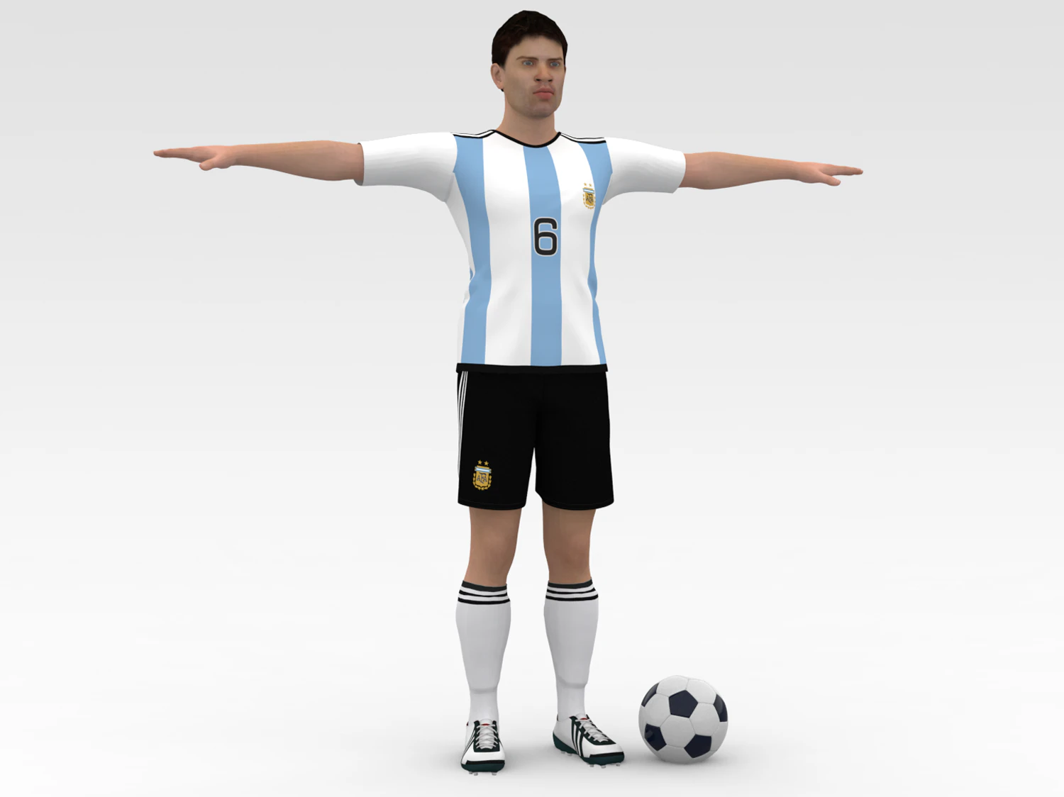 Soccer Player Argentina 3D Model .c4d .max .obj .3ds .fbx .stl .blend 