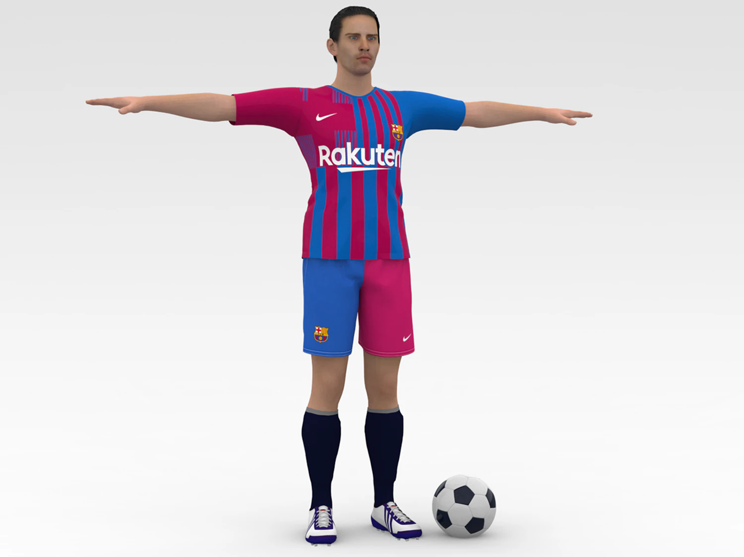 Soccer Player Barcelona 3D Model .c4d .max .obj .3ds .fbx .stl .blend 