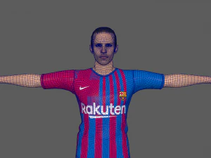 Soccer Player Barcelona 3D Model