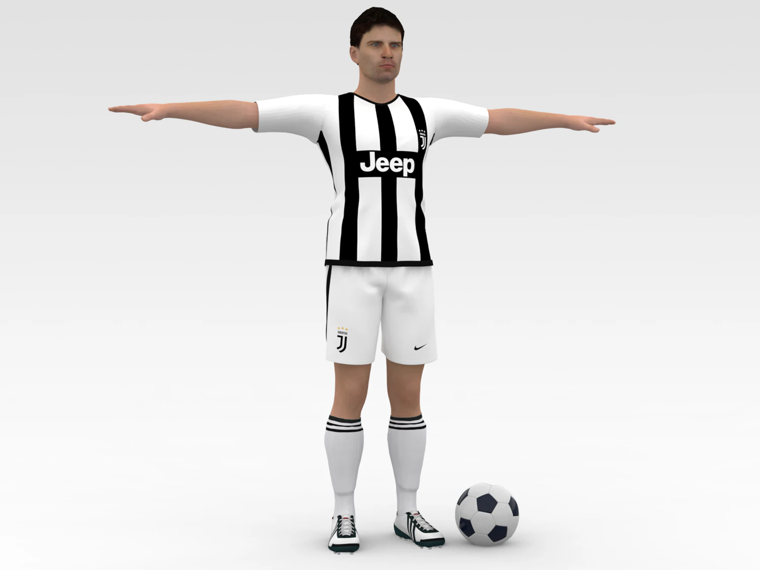 Soccer Player Juventus 3D Model .c4d .max .obj .3ds .fbx .stl .blend 