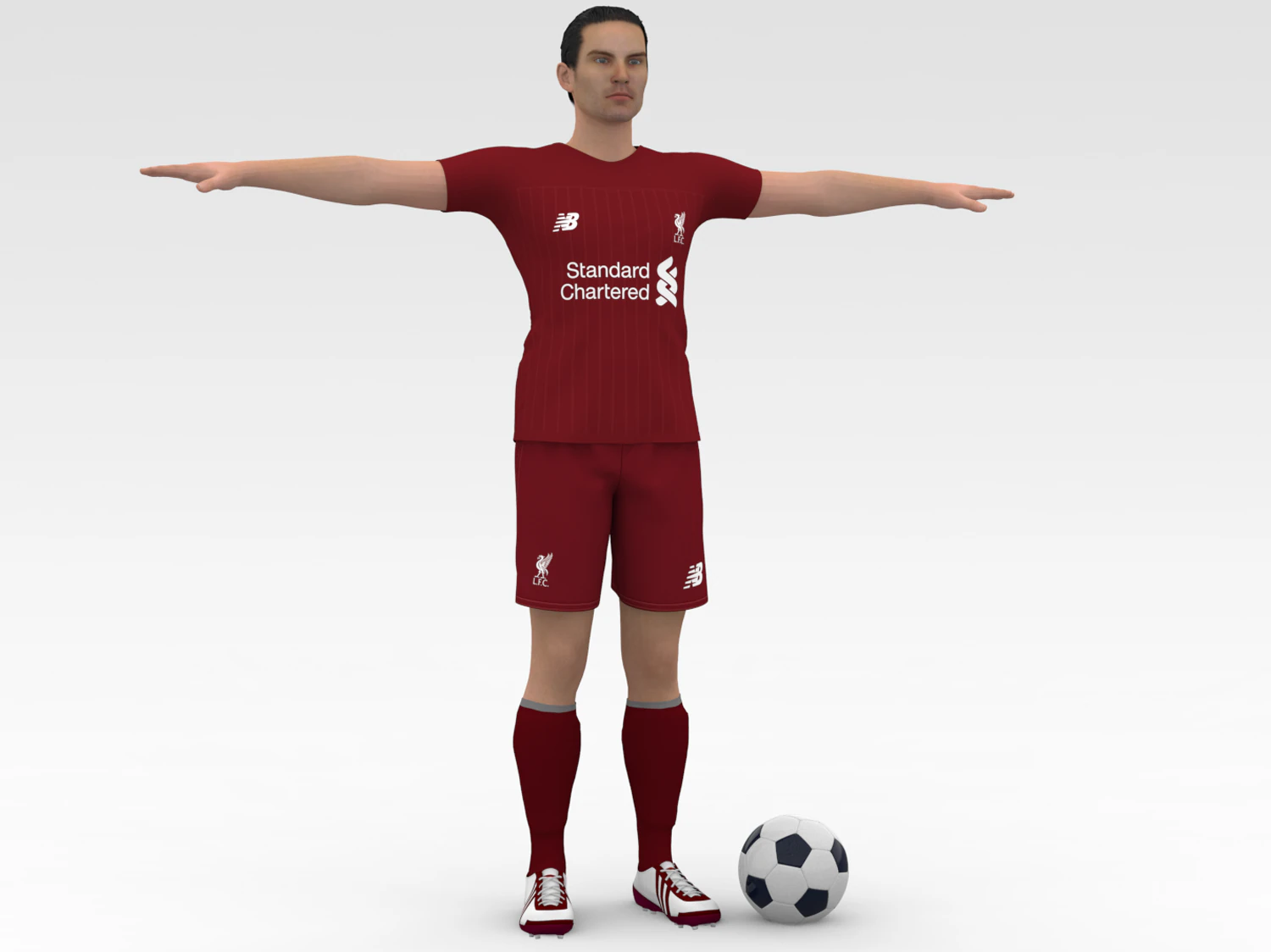Soccer Player Liverpool 3D Model .c4d .max .obj .3ds .fbx .stl .blend 