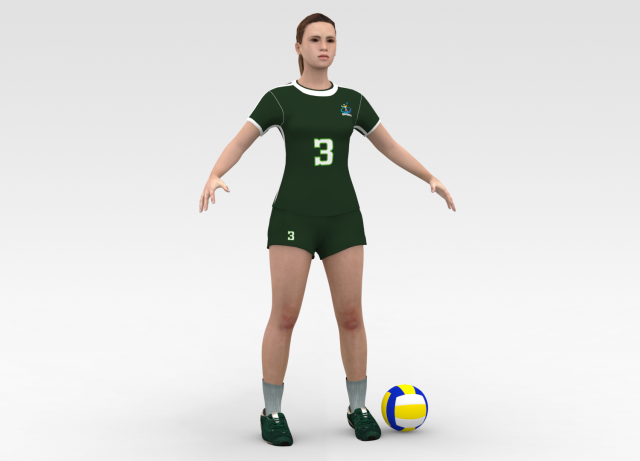 Volleyball Player 3D Model .c4d .max .obj .3ds .fbx .stl .blend 