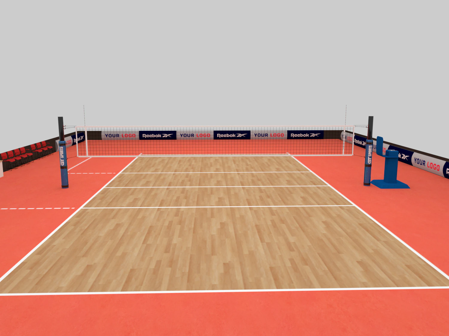 Volleyball Court 3D Model .c4d .max .obj .3ds .fbx .stl .blend 