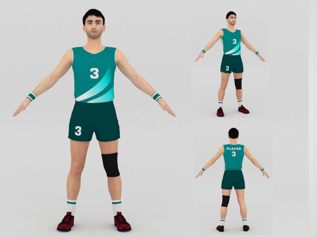 Volleyball Player 3D 模型 .c4d .max .obj .3ds .fbx .stl .blend 