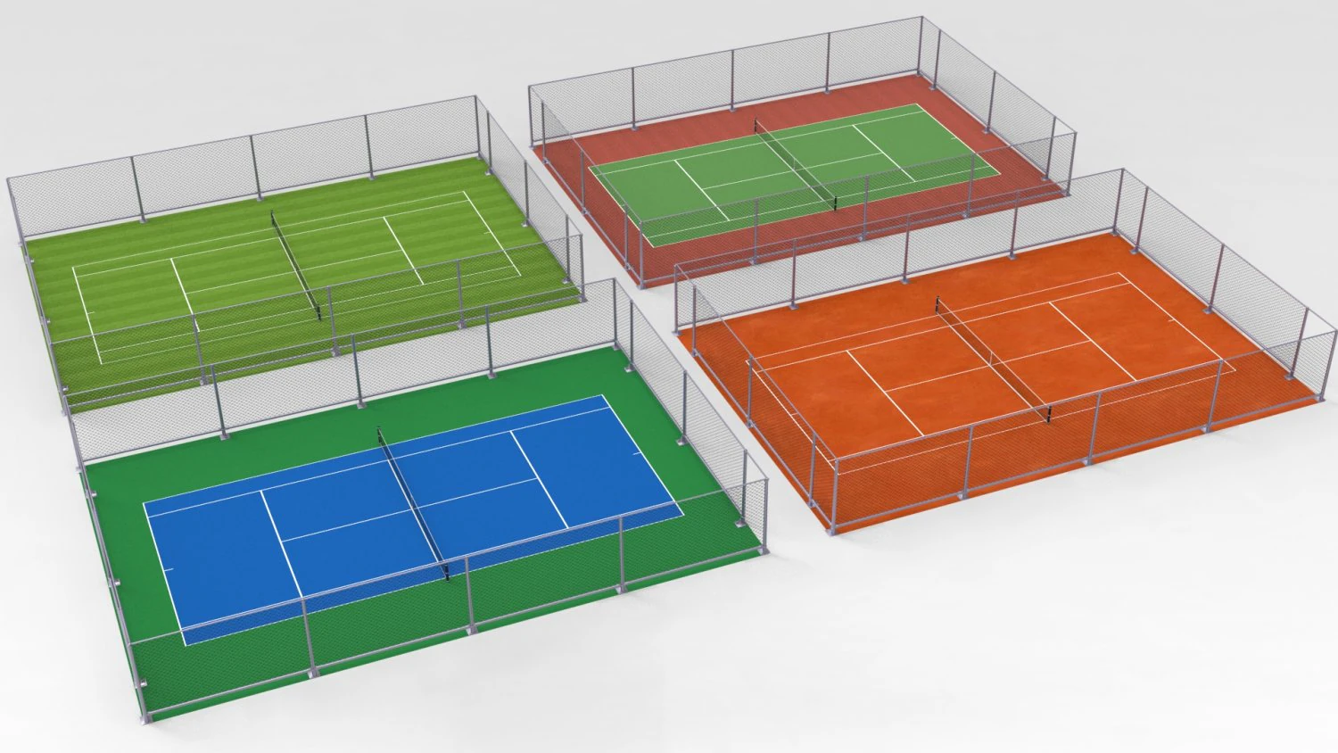 Tennis Court Collections 3D Model .c4d .max .obj .3ds .fbx .stl .blend 