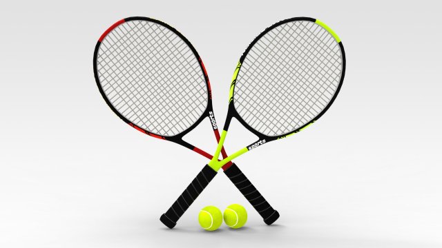 Tennis Racquet Set 3D Модель .c4d .max .obj .3ds .fbx .stl .blend 