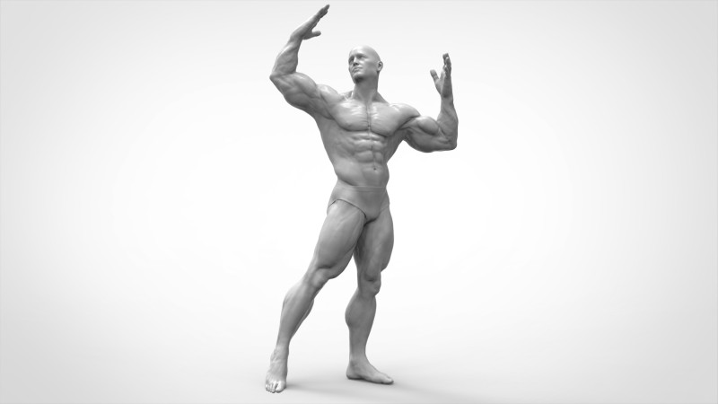 Bodybuilder Pose Anatomy 3Dプリントモデル .c4d .max .obj .3ds .fbx .stl .blend 