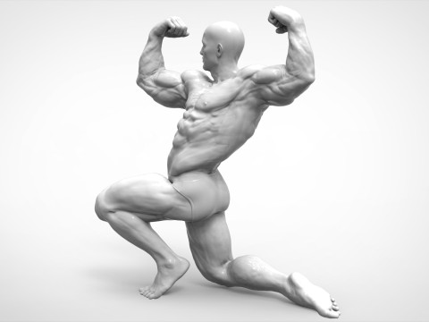 Bodybuilder Pose Anatomy 3Dプリントモデル