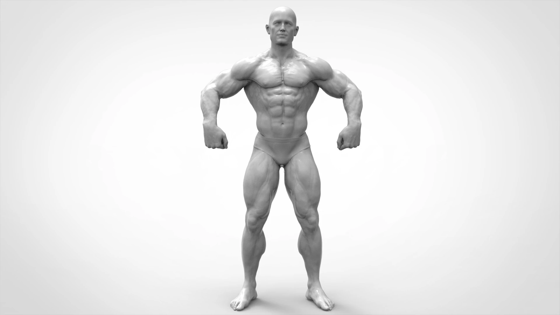 Bodybuilder Pose Anatomy 3D Print Model .c4d .max .obj .3ds .fbx .stl .blend 
