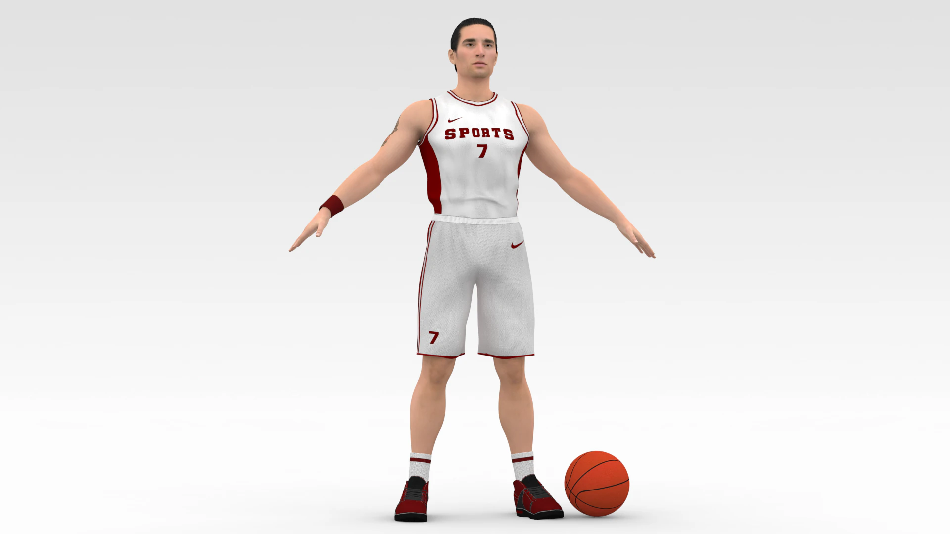 Basketball Player White Player 01 3D Model .c4d .max .obj .3ds .fbx .stl .blend 
