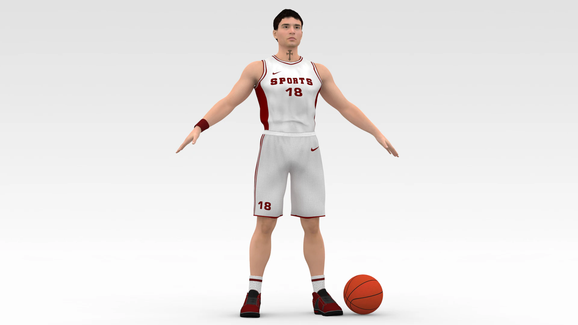 Jogador de basquete Jogador branco 03 Modelo 3D .c4d .max .obj .3ds .fbx .stl .blend