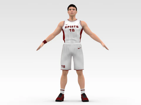 Jogador de basquete Jogador branco 03 Modelo 3D