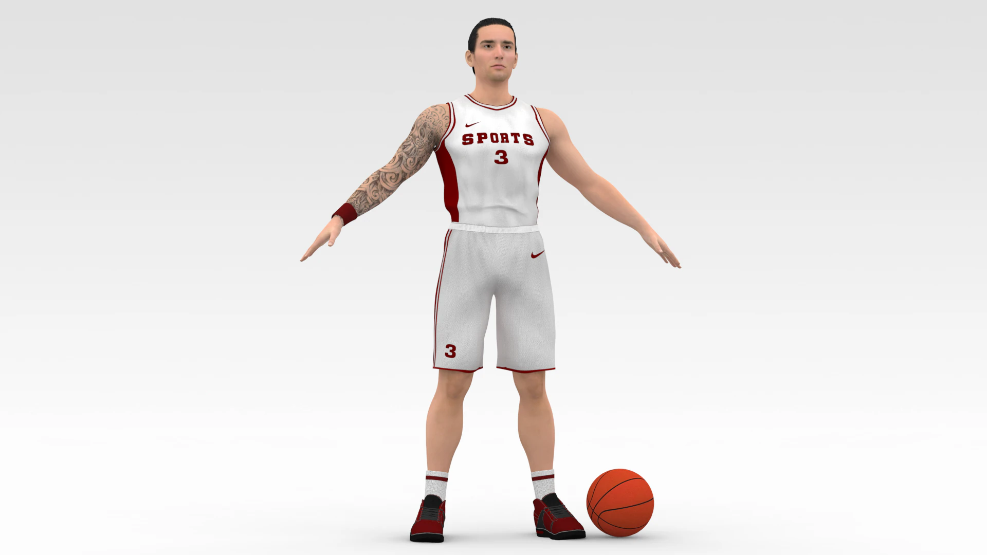 Basketball Player White Player 04 3D Model .c4d .max .obj .3ds .fbx .stl .blend 