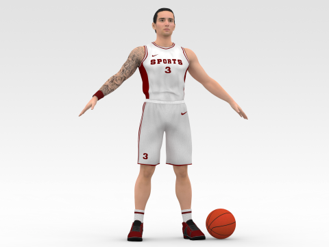 Basketball Player White Player 04 Modelo 3D
