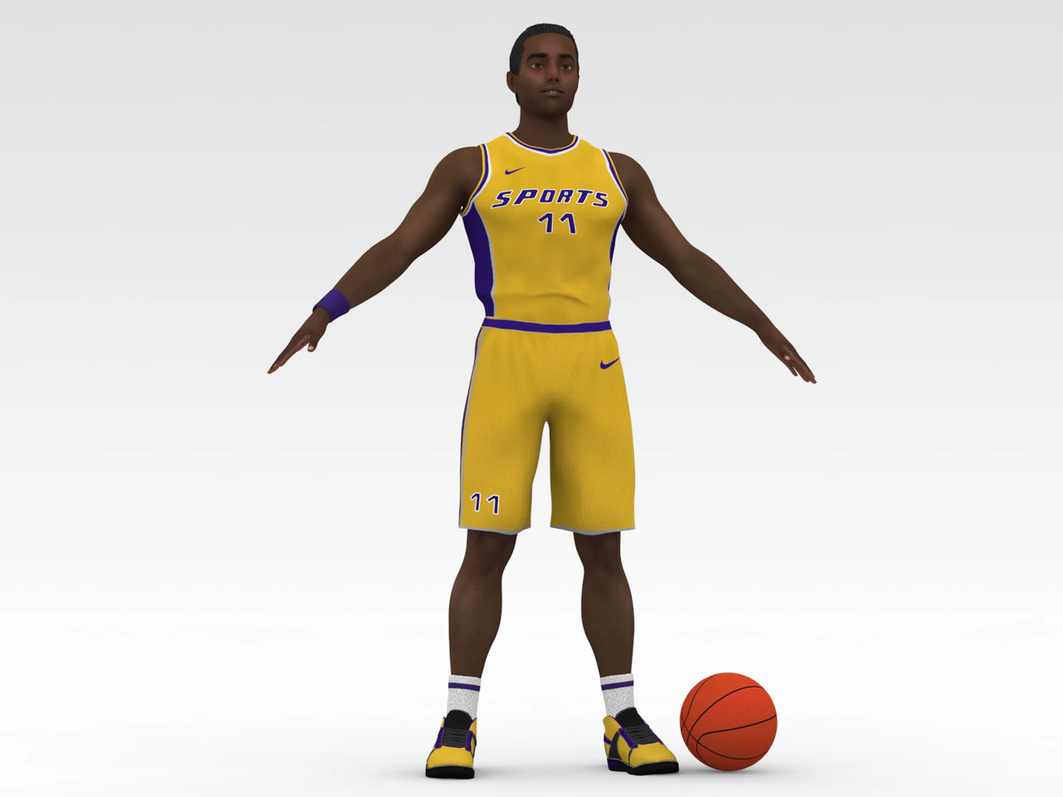 Basketball Player Yellow Player 02 3D Model .c4d .max .obj .3ds .fbx .stl .blend 