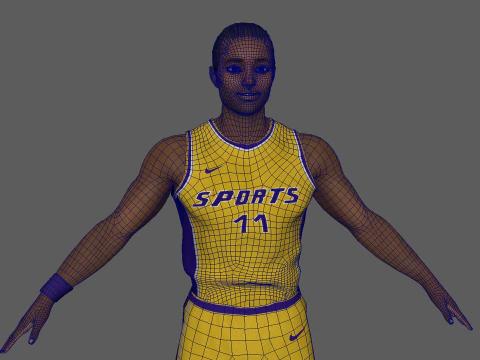 Basketball Player Yellow Player 02 3D Model