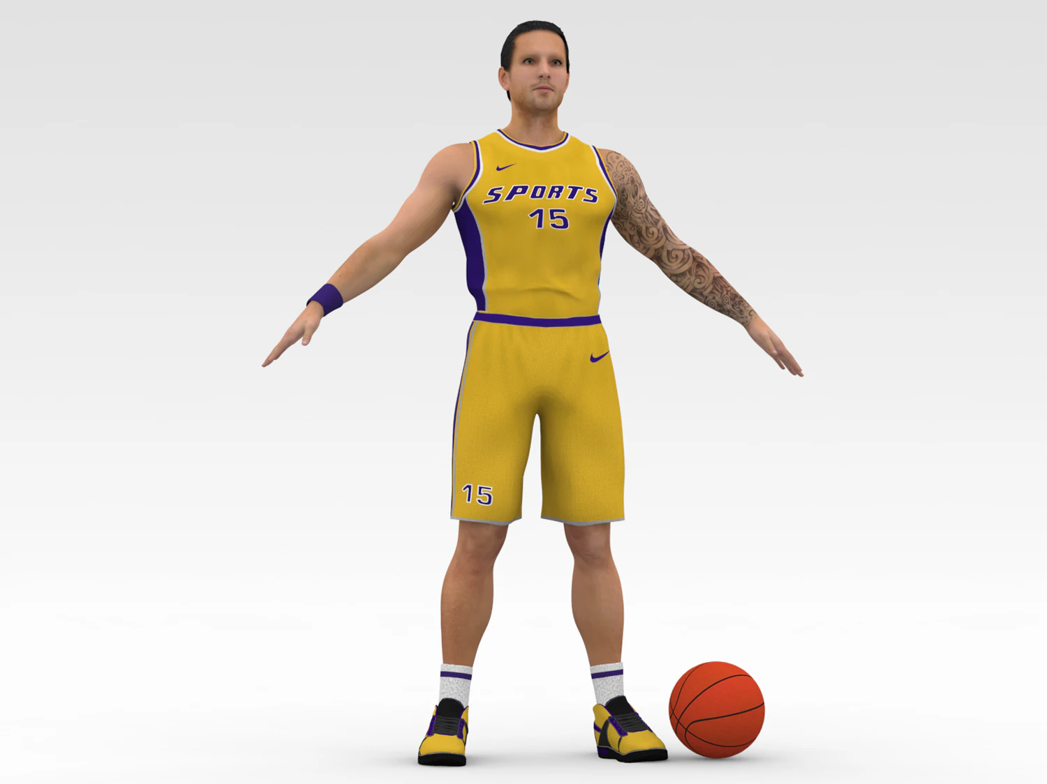 バスケットボール選手 黄色の選手 03 3Dモデル .c4d .max .obj .3ds .fbx .stl .blend