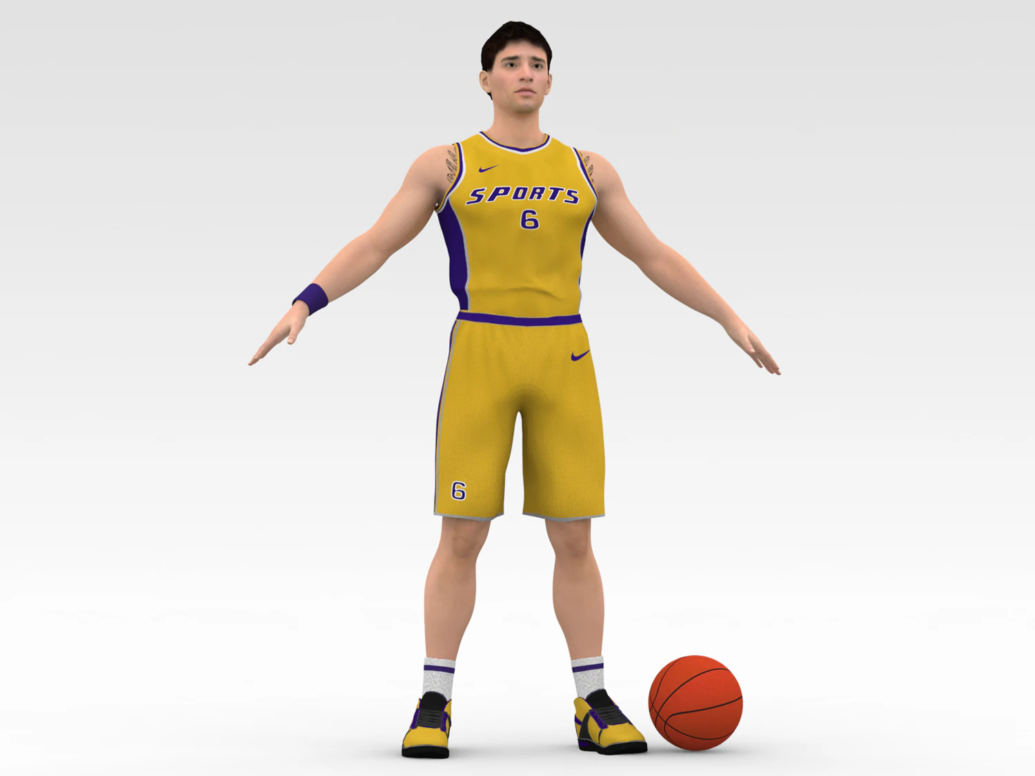 Basketball Player Yellow Player 05 3D Model .c4d .max .obj .3ds .fbx .stl .blend 