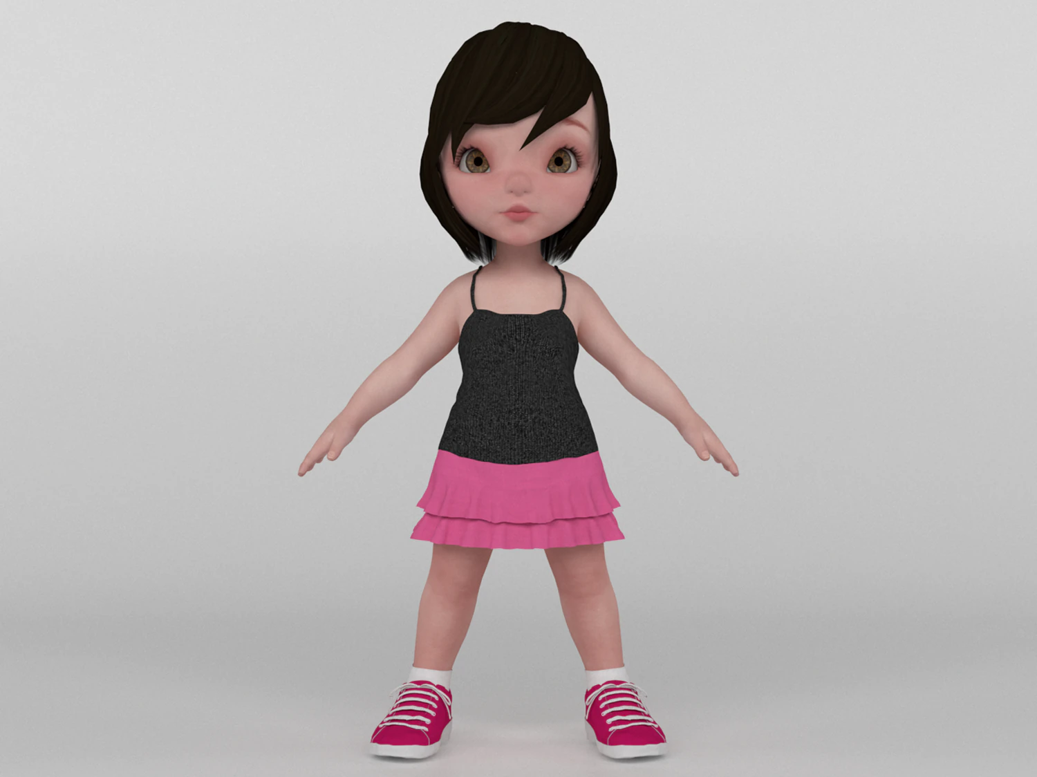 Toon Girl 3D Model .c4d .max .obj .3ds .fbx .stl .blend 