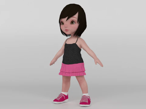 Toon Girl 3D Model