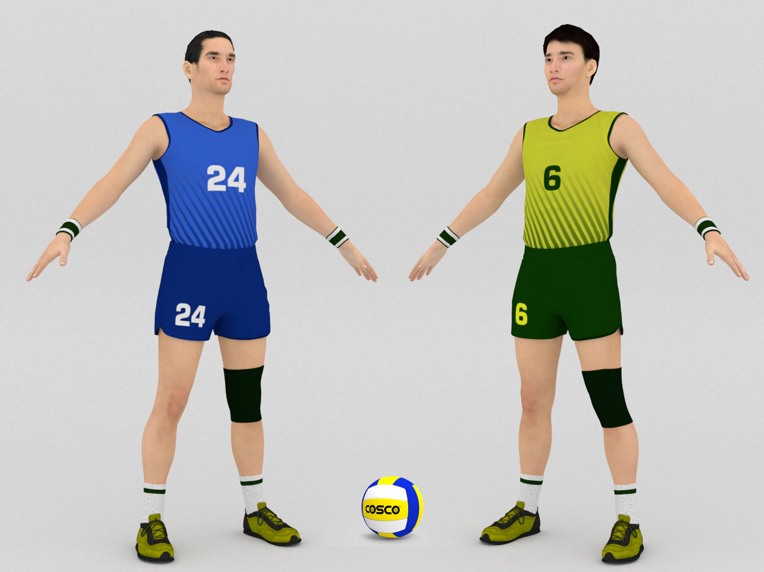 Volleyball Players Set 3D Model .c4d .max .obj .3ds .fbx .stl .blend 