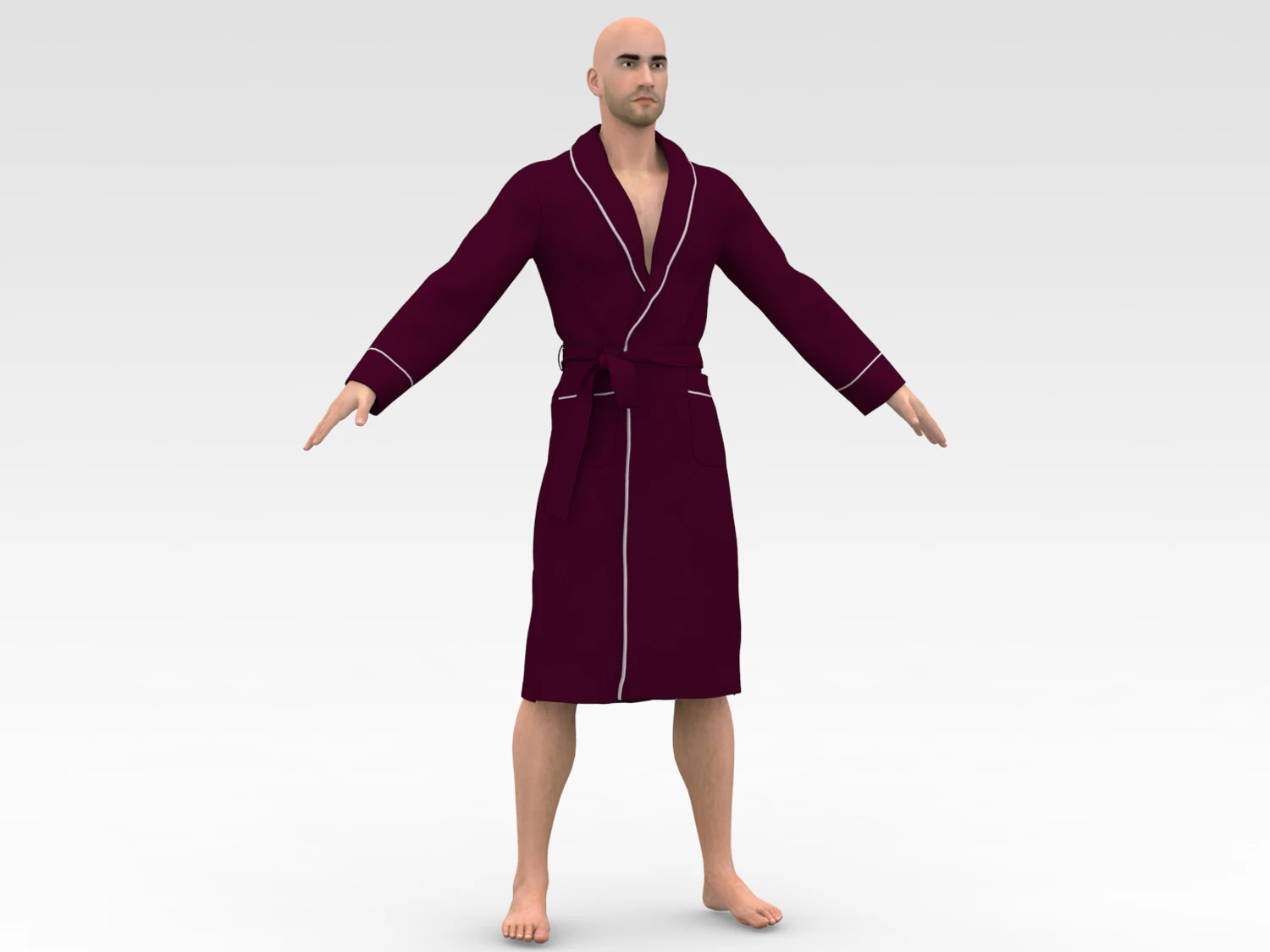 Whiteman with bathrobe 3D Model .c4d .max .obj .3ds .fbx .stl .blend