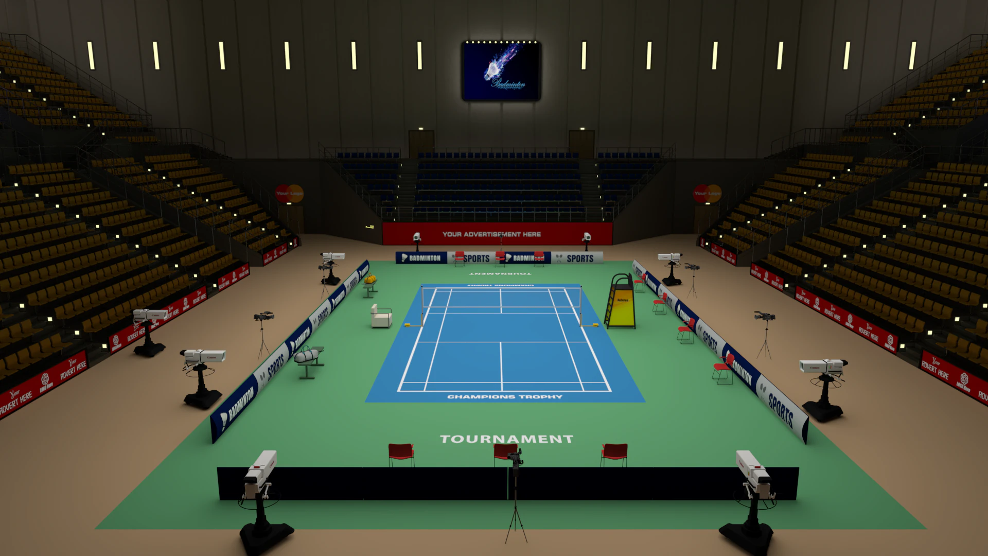 Badminton Stadyumu 3D Model .c4d .max .obj .3ds .fbx .stl .blend 