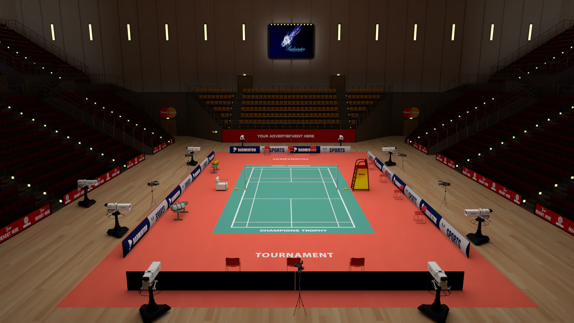Est&aacute;dio de badminton Modelo 3D .c4d .max .obj .3ds .fbx .stl .blend 