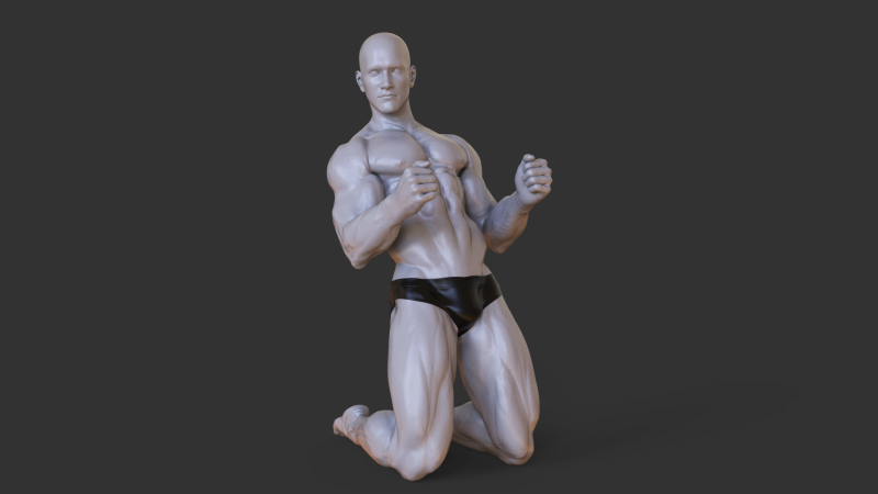 Bodybuilder Pose 3D Принт Модель .c4d .max .obj .3ds .fbx .stl .blend