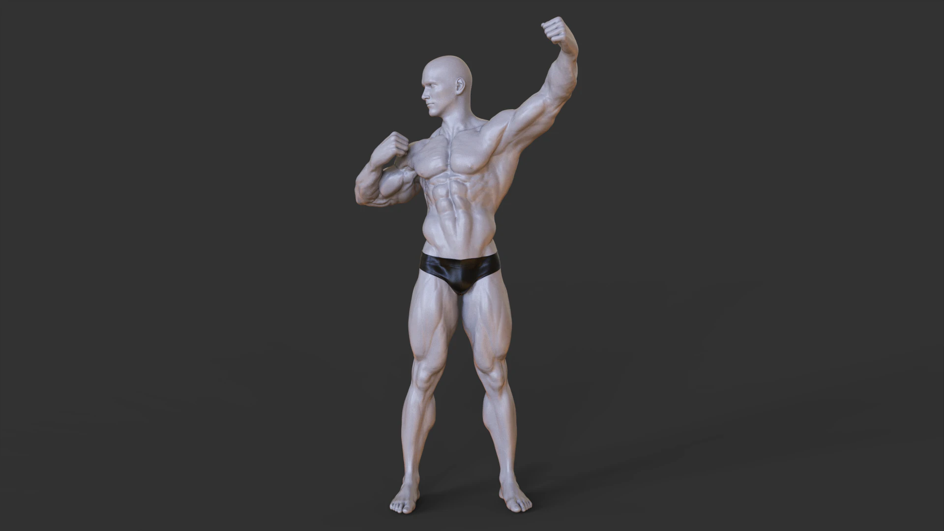 Bodybuilder Pose 3D Print Model .c4d .max .obj .3ds .fbx .stl .blend 