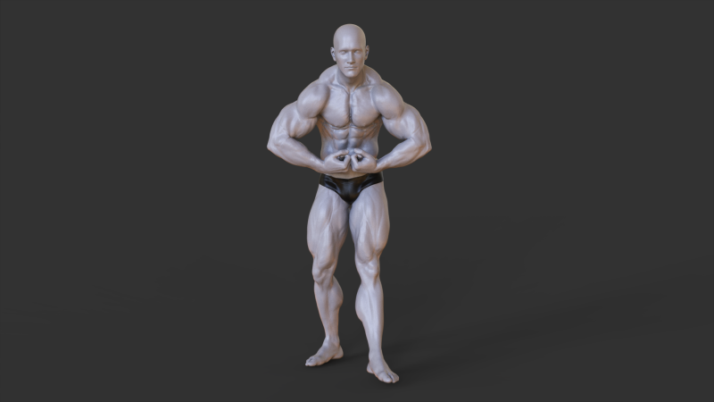 Bodybuilder Pose 3D Print Model .c4d .max .obj .3ds .fbx .stl .blend