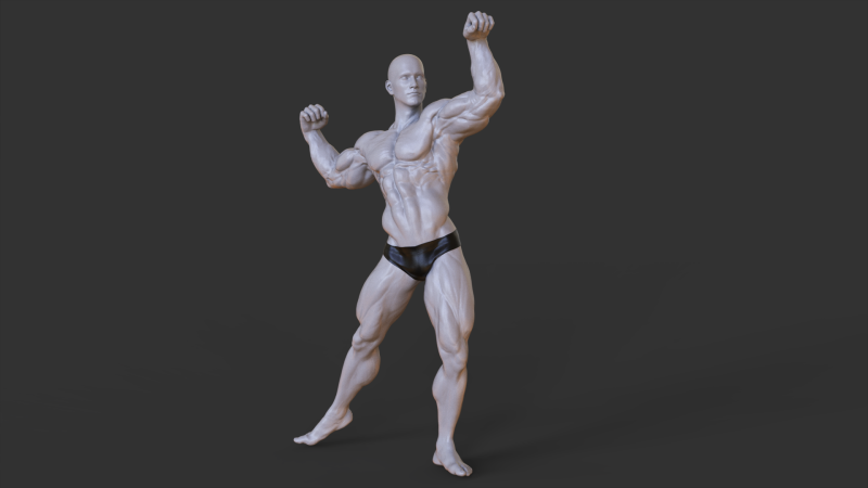 Bodybuilder Pose 3D Baskı Modeli .c4d .max .obj .3ds .fbx .stl .blend