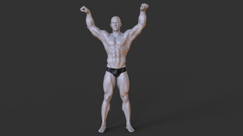 Bodybuilder Pose 3D Baskı Modeli .c4d .max .obj .3ds .fbx .stl .blend 