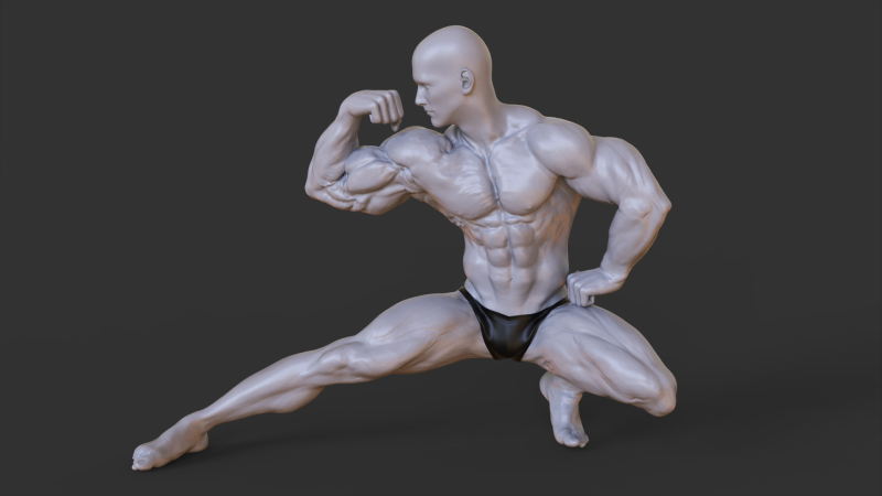 Bodybuilder Pose 3D प्रिंट मॉडल .c4d .max .obj .3ds .fbx .stl .blend