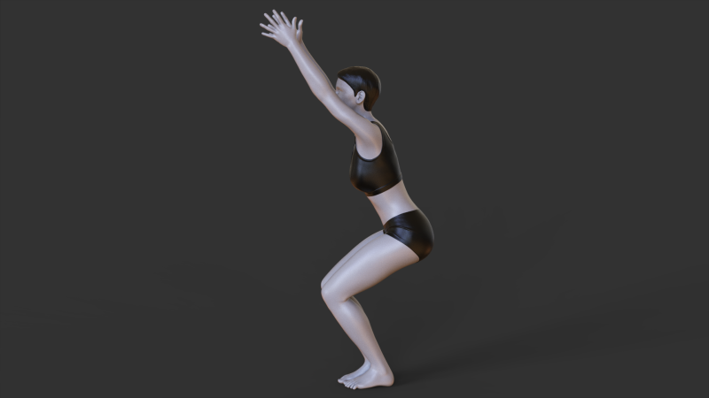 Yoga Pose - Chair Pose - Utkatasana 3D 프린트 모델 .c4d .max .obj .3ds .fbx .stl .blend