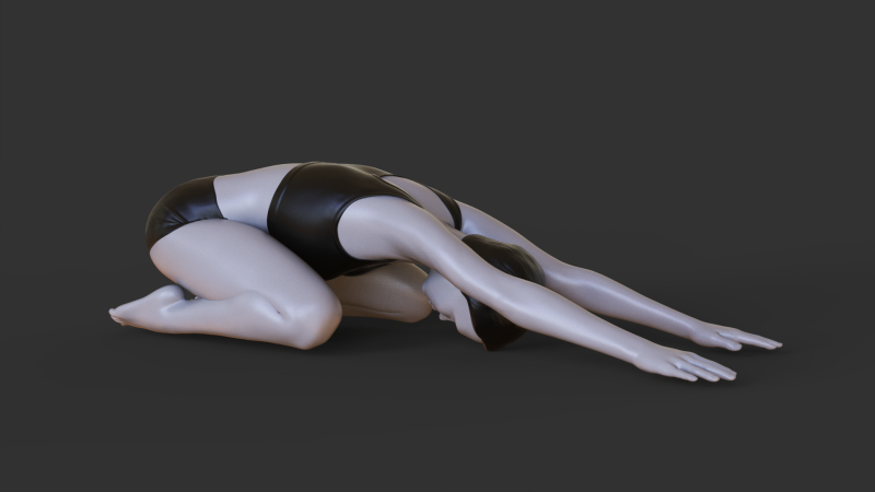 Yoga Pose - Child pose - Balasana 3D Print Model .c4d .max .obj .3ds .fbx .stl .blend