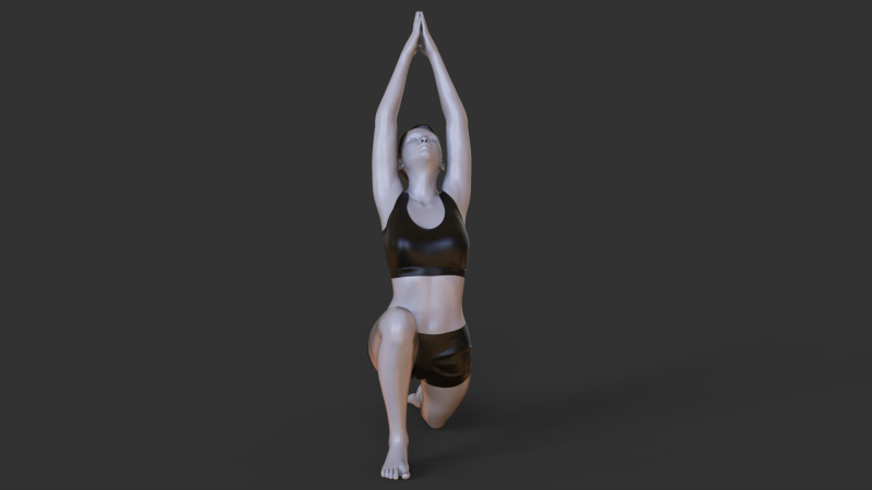 Yoga Pose - Crescent Lunge - Anjaneyasana 3Dプリントモデル .c4d .max .obj .3ds .fbx .stl .blend 