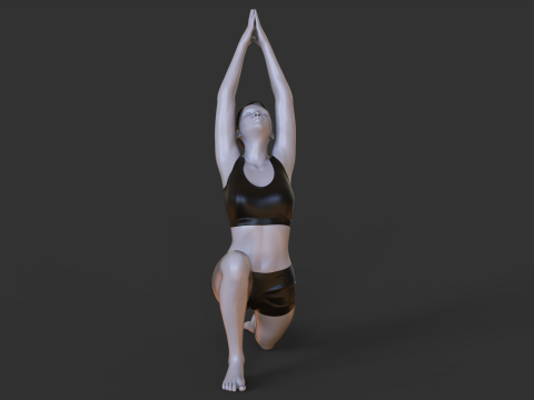 Yoga Pose - Crescent Lunge - Anjaneyasana 3D प्रिंट मॉडल