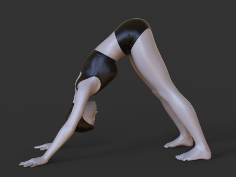 Yoga Pose - Down dog pose - Adho Mukha Svanasana Modèles 3D en vedette
