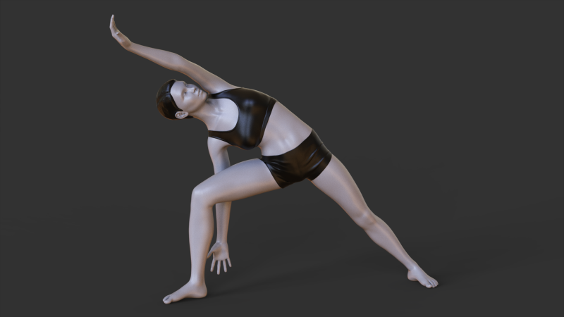 Yoga Pose - Extended Side Angle Pose - Utthita Parsvakonasana Modello di stampa 3D .c4d .max .obj .3ds .fbx .stl .blend
