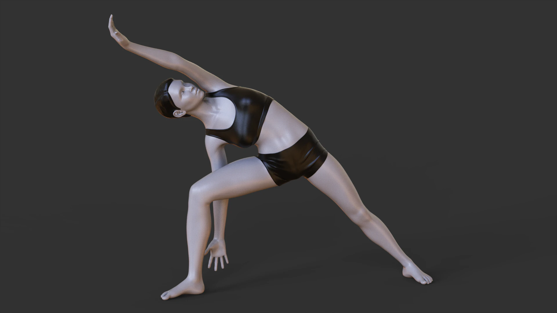 Yoga Pose - Extended Side Angle Pose - Utthita Parsvakonasana 3D Print Model .c4d .max .obj .3ds .fbx .stl .blend 