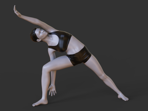 Yoga Pose - Extended Side Angle Pose - Utthita Parsvakonasana 3D Print Model