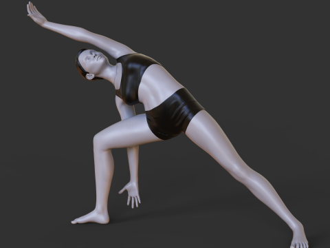 Yoga Pose - Extended Side Angle Pose - Utthita Parsvakonasana Modello di stampa 3D
