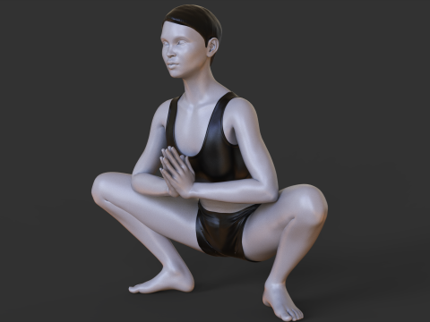Yoga Pose - Frog squat - Malasana 3D प्रिंट मॉडल