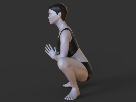 Yoga Pose - Frog squat - Malasana 3D प्रिंट मॉडल