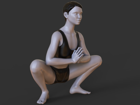 Yoga Pose - Frog squat - Malasana 3D प्रिंट मॉडल