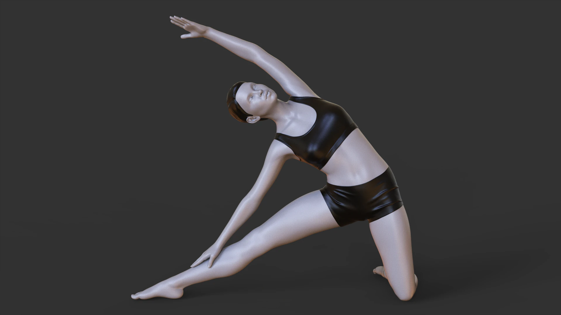 Yoga Pose - Gate Pose - Parighasana 3D Print Model .c4d .max .obj .3ds .fbx .stl .blend 