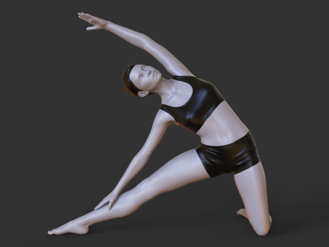 Yoga Pose - Gate Pose - Parighasana 3D प्रिंट मॉडल