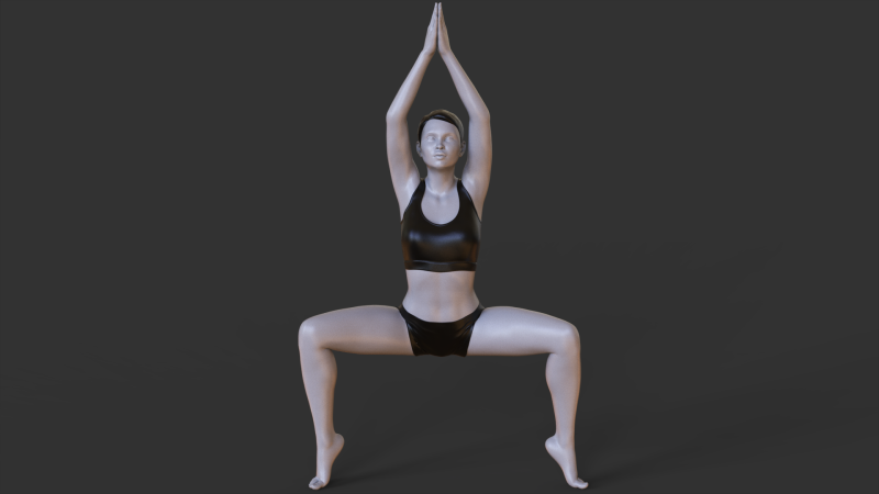 Yoga Pose - Goddess Pose - Utkata Konasana Model Cetak 3D .c4d .max .obj .3ds .fbx .stl .blend