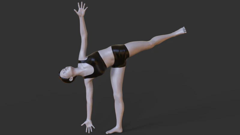 Yogahouding - Halve maanhouding - Ardha chandrasana 3D printmodel .c4d .max .obj .3ds .fbx .stl .blend 
